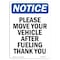 Signmission OSHA Notice, 12" Width, Rigid Plastic, 12" W, 18" L, Portrait, Please Move Your Vehicle After Sign OS-NS-P-1218-V-17527 - alternate 1